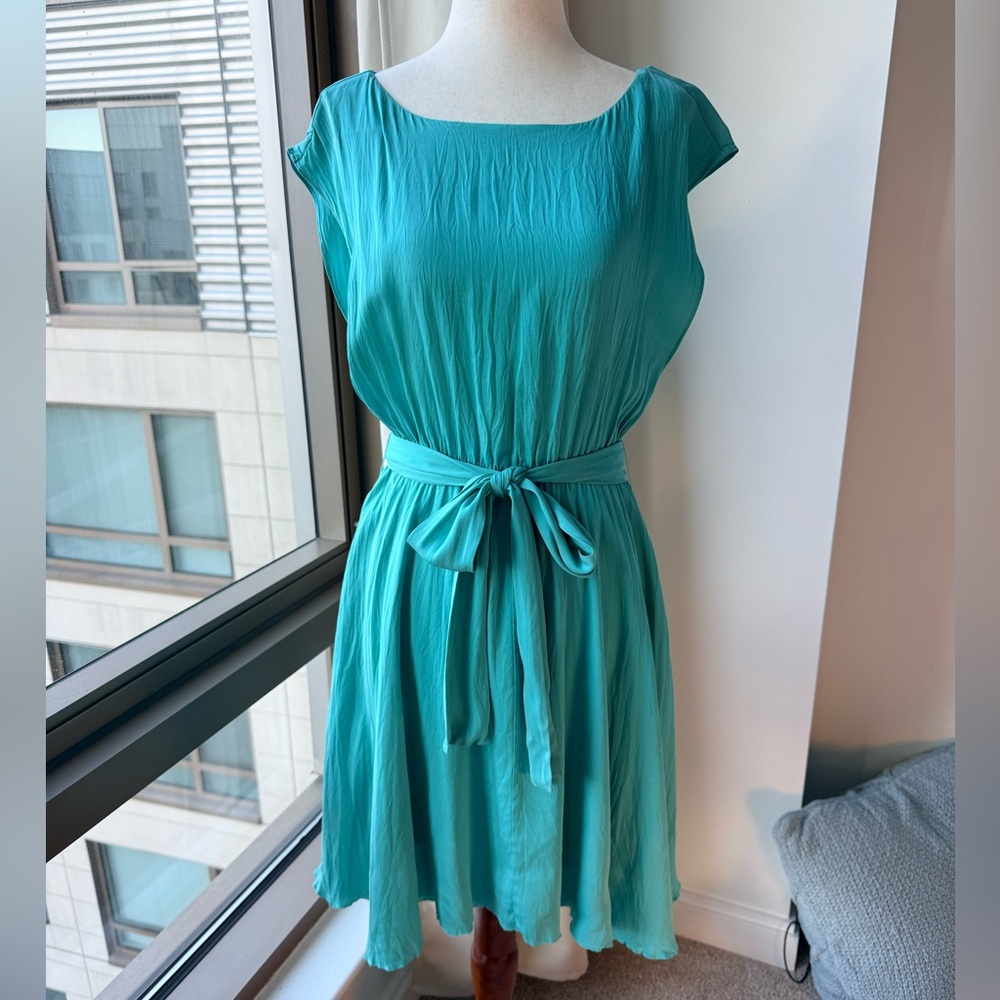 Alice + Olivia Teal Silk Midi Dress